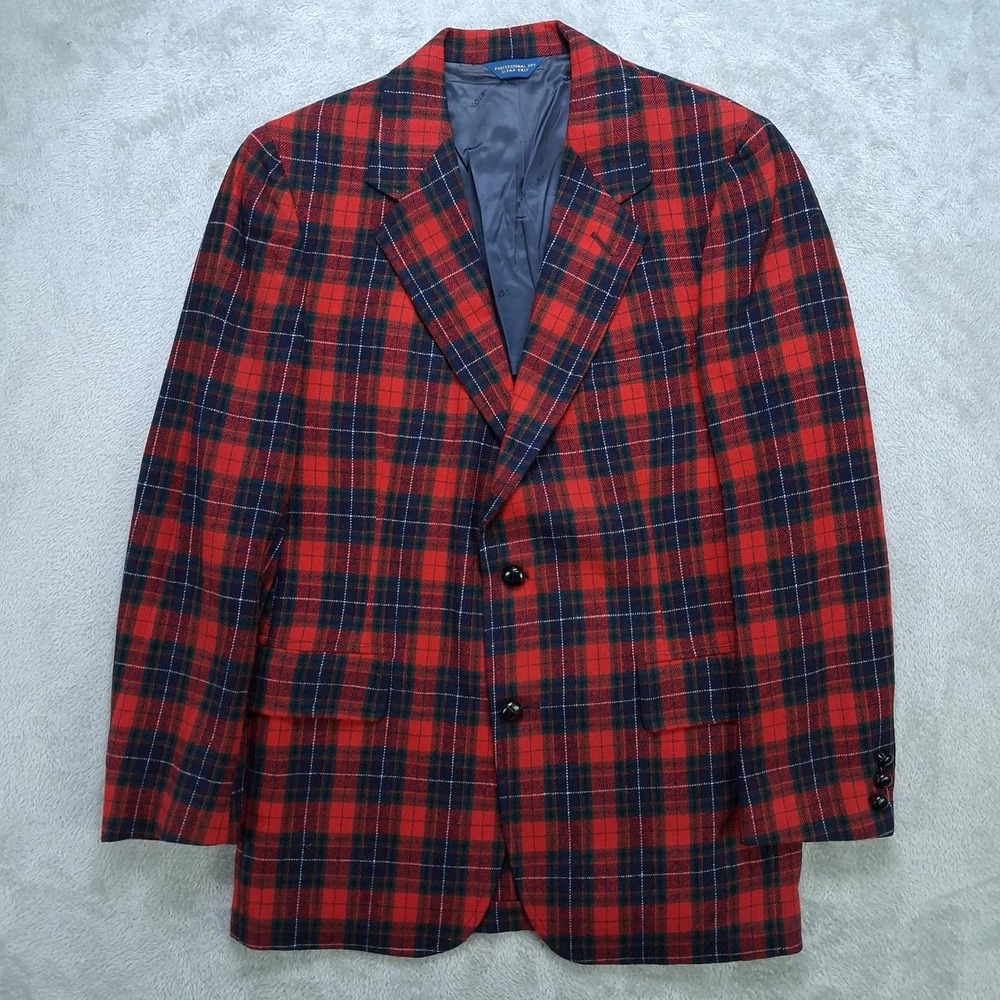 Pendleton Womens Red Tartan Plaid 100% Virgin Wool Blazer Made in USA Sport Coat